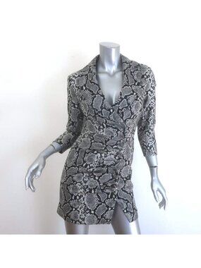 Retrofete Willa Snakeskin-Print Lamb Leather Mini Dress Gray Size Extra Small